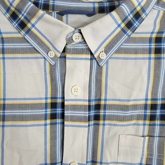 Columbia Button Down Shirt Mens Size XL Plaid‎ Long Sleeve Blue White Yellow - Picture 3 of 9